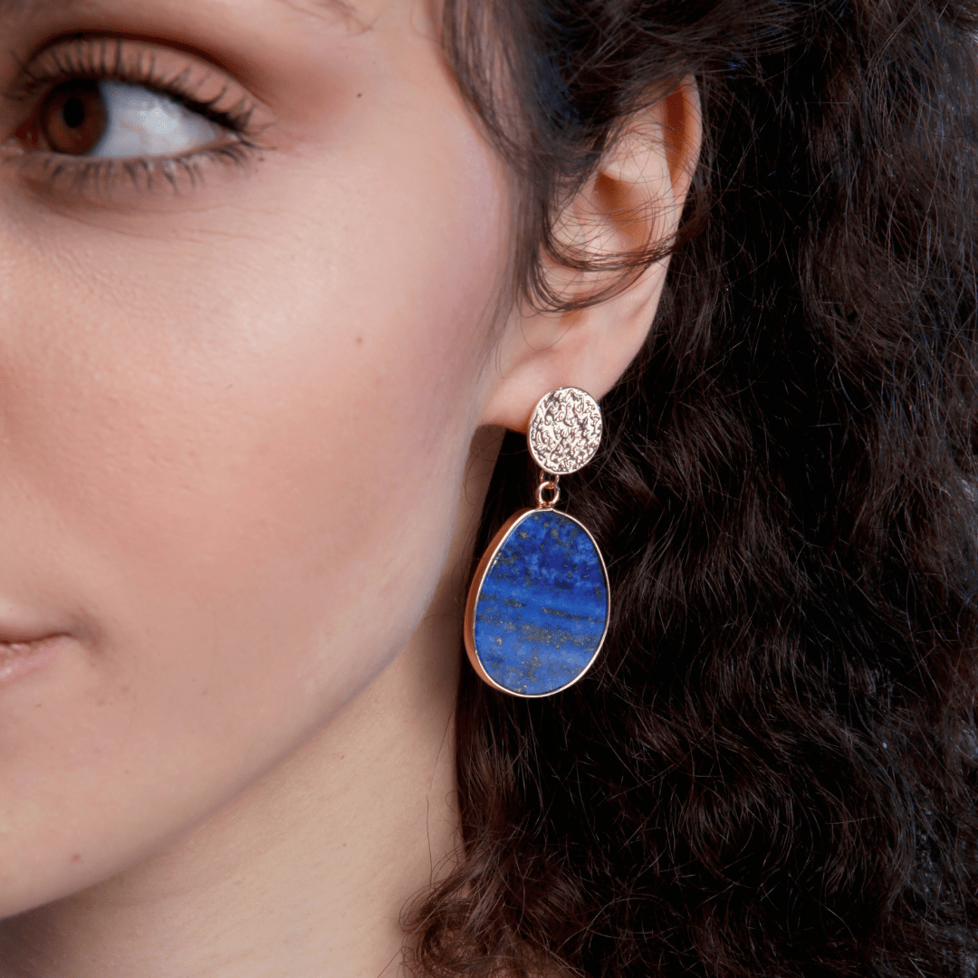 Damen Ohrringe Celestial Design mit Lapislazuli und Goldakzenten 2