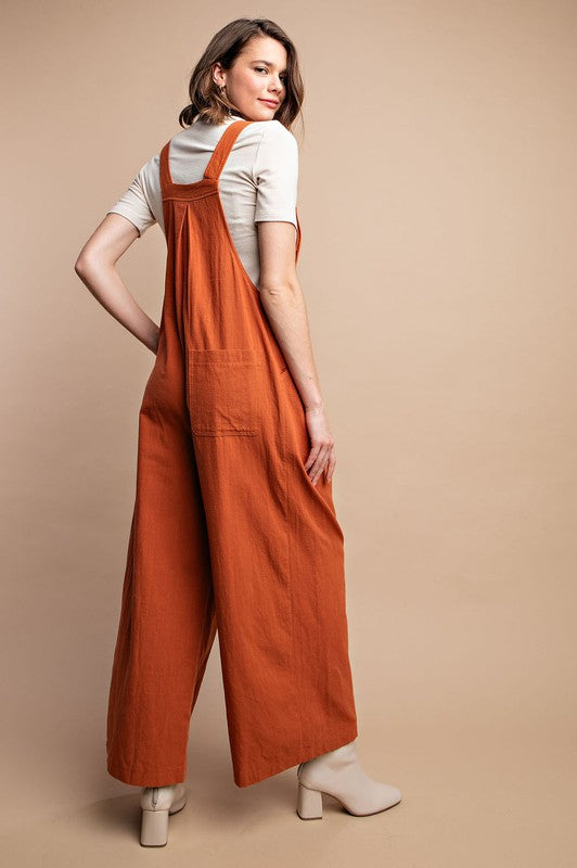 Damen Overall mit Paspelierung und Taschen in Rostfarbe 3