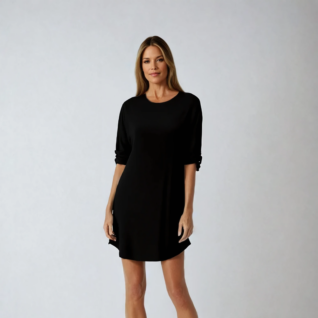 Damen Oversized Kleid mit Rundhalsausschnitt und Taschen 2