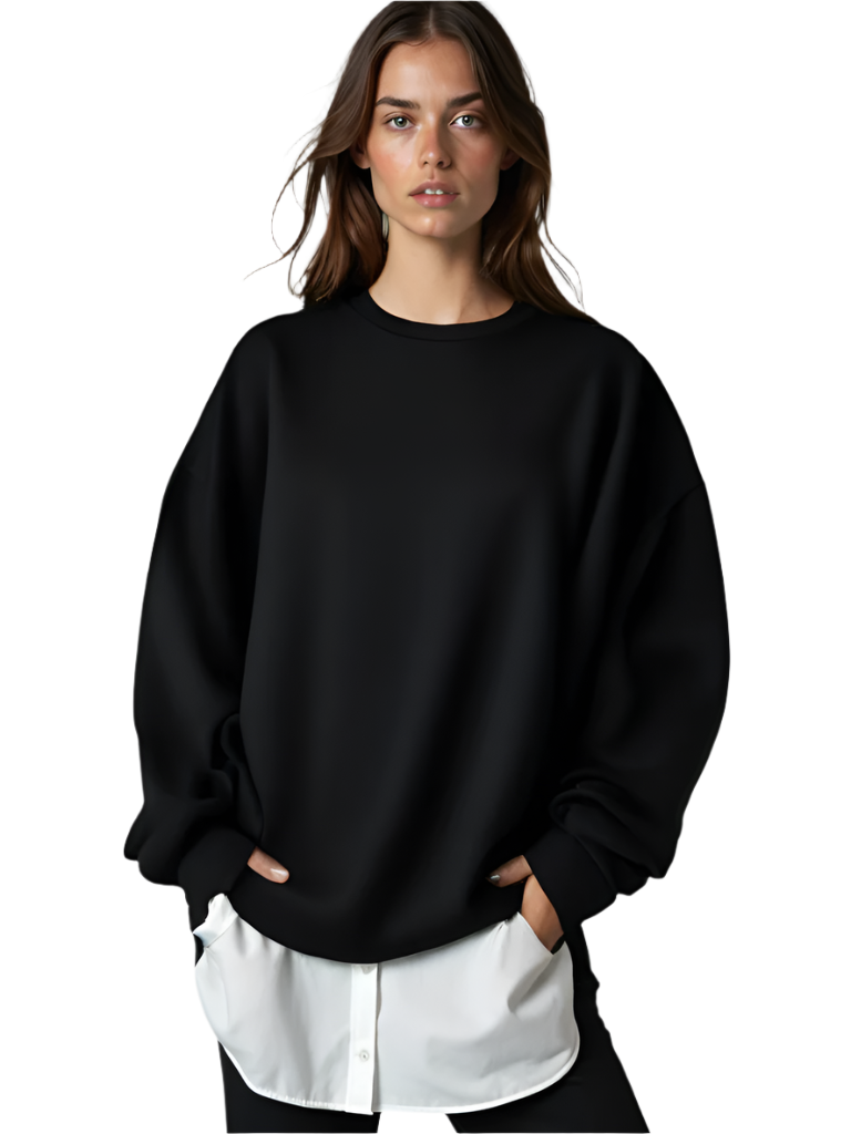 Damen Oversized Pullover Bequeme Baumwolle 0