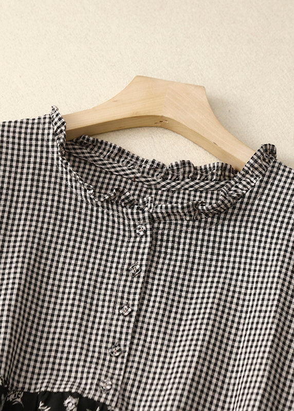 Damen Patchwork Kleid mit Rüschendruck 2