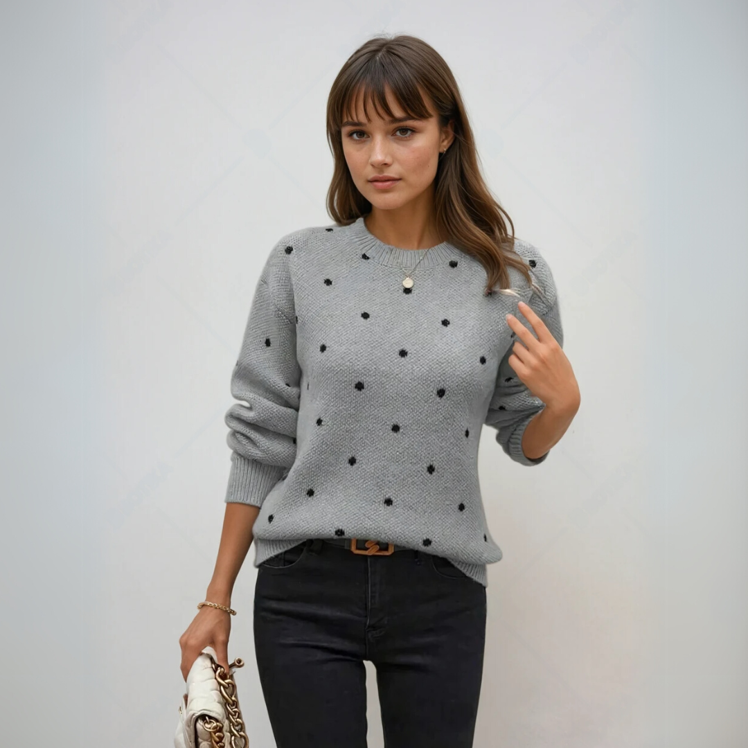 Damen Pullover Eleganter Polka Dot Stil 2