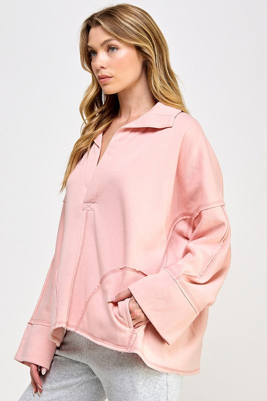 Damen Pullover V-Ausschnitt Dolman Ärmel 1