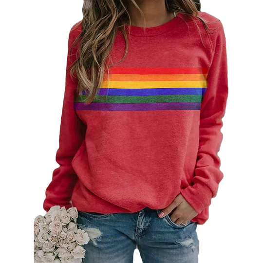 Damen Pullover mit Regenbogenmuster im Vintage-Stil 0