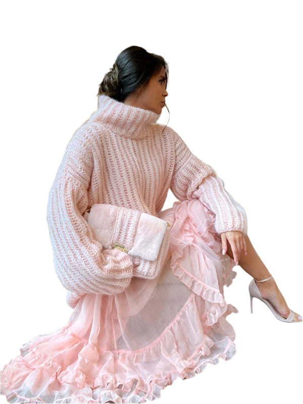 Damen Pullover mit langen Ärmeln und flauschigem Design 4