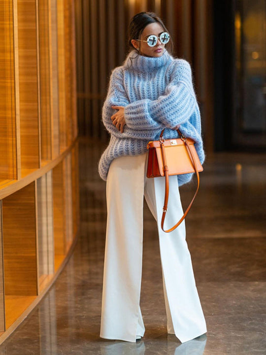 Damen Pullover mit langen Ärmeln und flauschigem Design 5