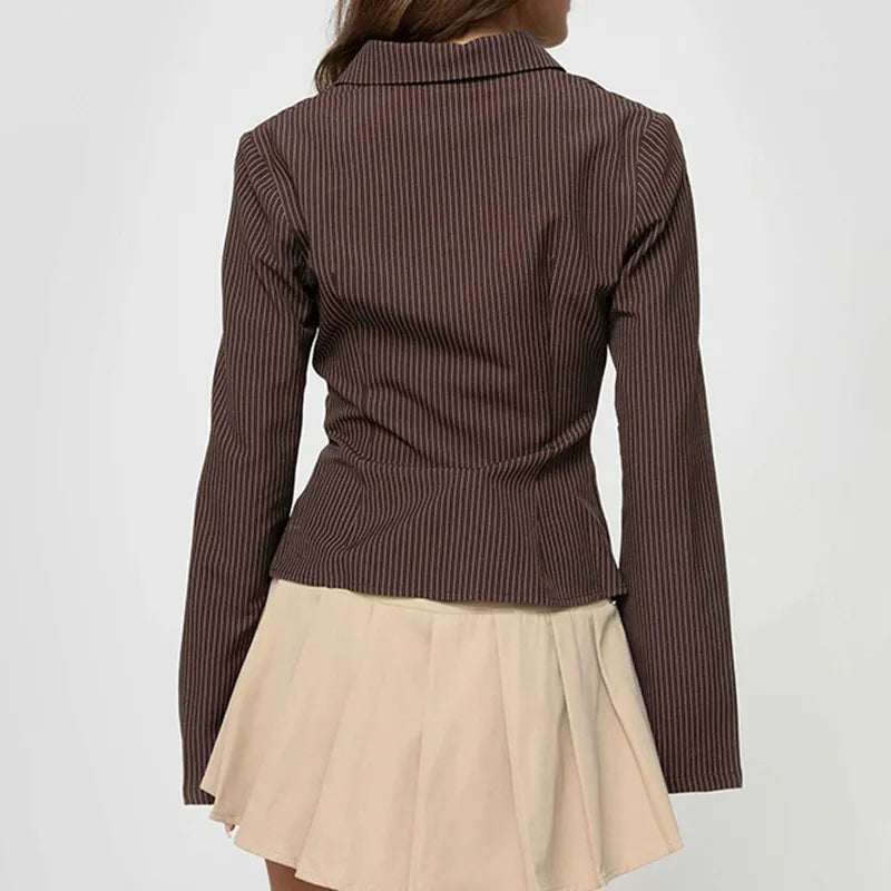 Damen Retro Bluse Slim-Fit mit Ausgestellten Ärmeln 2