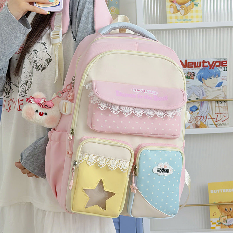 Damen Rucksack mit verspieltem Design und mehreren Fächern 0