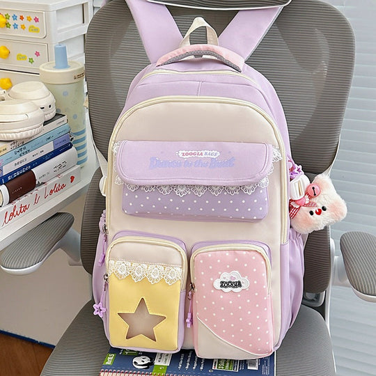 Damen Rucksack mit verspieltem Design und mehreren Fächern 4
