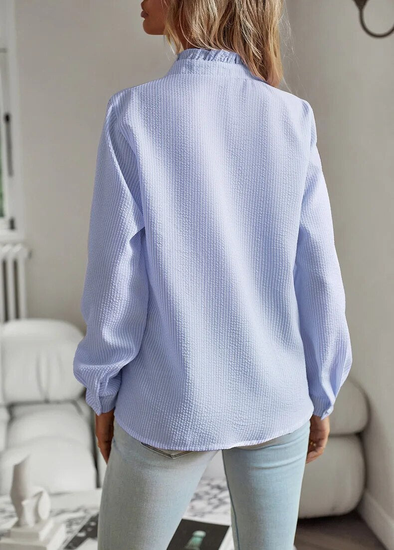 Damen Rüschenshirt mit langen Ärmeln aus weichem Stoff 1