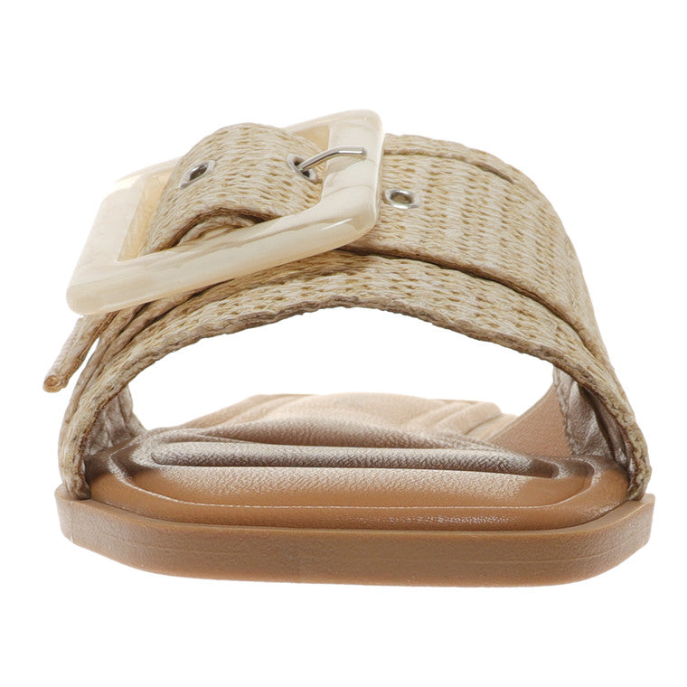 Damen Sandalen Naturfarbe mit Schnalle aus Kunstleder für den Sommer 1