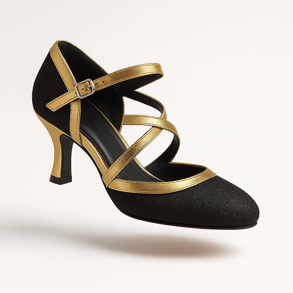 Damen Sandalen mit Schnallenriemen und Glänzender Oberfläche 1