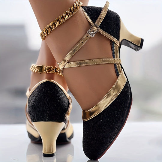 Damen Sandalen mit Schnallenriemen und Glänzender Oberfläche 7