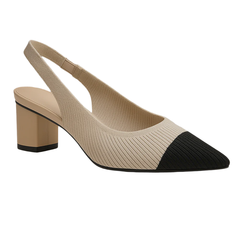 Damen Schuhe Slingback Mit Spitzer Zehenpartie Und Blockabsatz Aus Weichem Material 0