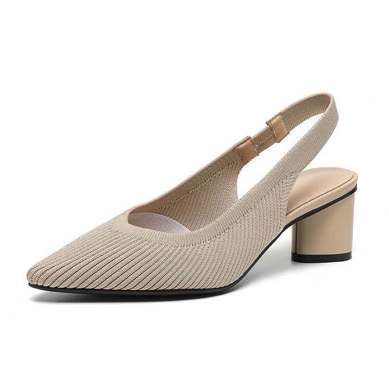 Damen Schuhe Slingback Mit Spitzer Zehenpartie Und Blockabsatz Aus Weichem Material 9