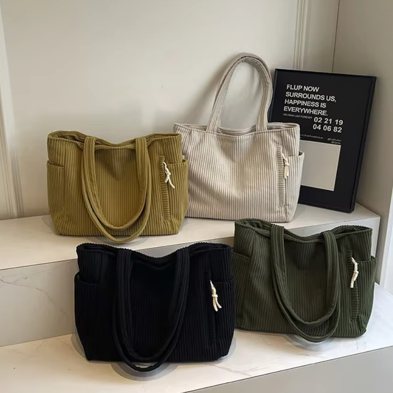 Damen Schultertasche Corduroy Modern Praktisch 1