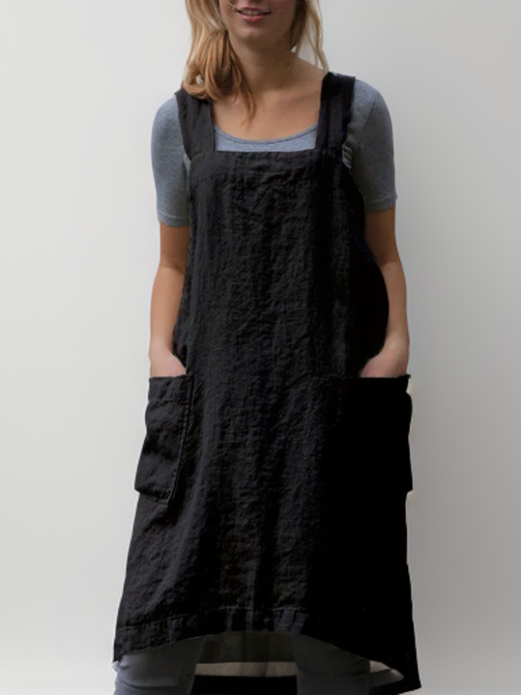 Damen Schürzenkleid Leicht mit Taschen 3