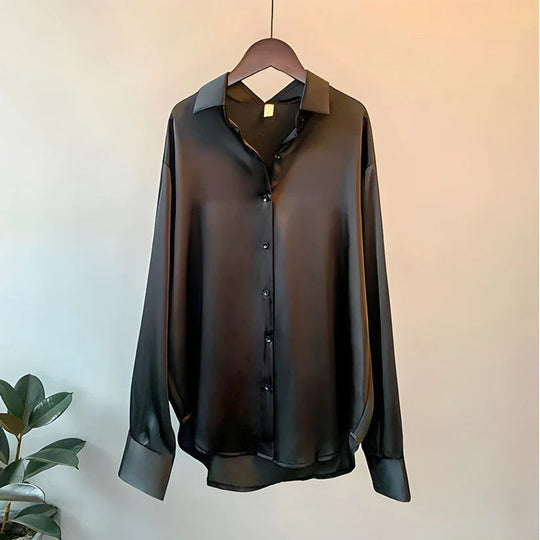 Damen Seidenbluse mit langen Ärmeln 2