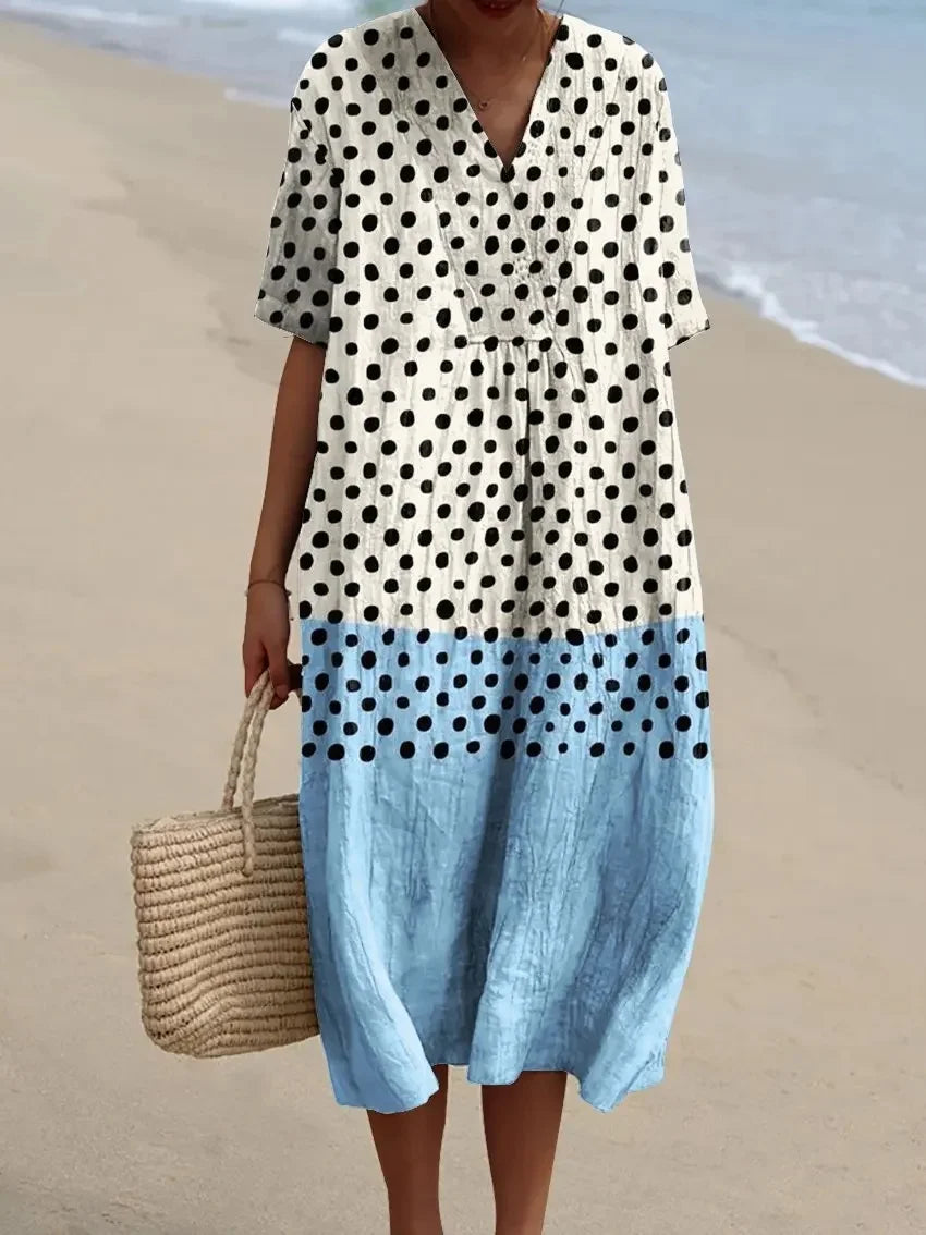 Damen Shirtkleid mit V-Ausschnitt und Taschen im Streifenmuster 5