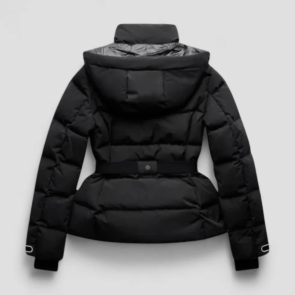 Damen Skijacke mit Kapuze und Taillengürtel 1