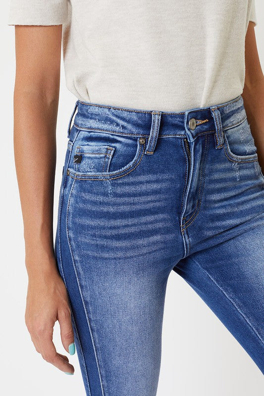 Damen Skinny Jeans mit hohem Bund und Saumdetails 3
