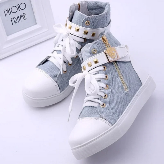 Damen Sneaker Hoch mit Reißverschluss Sportlich Und Bequem 2