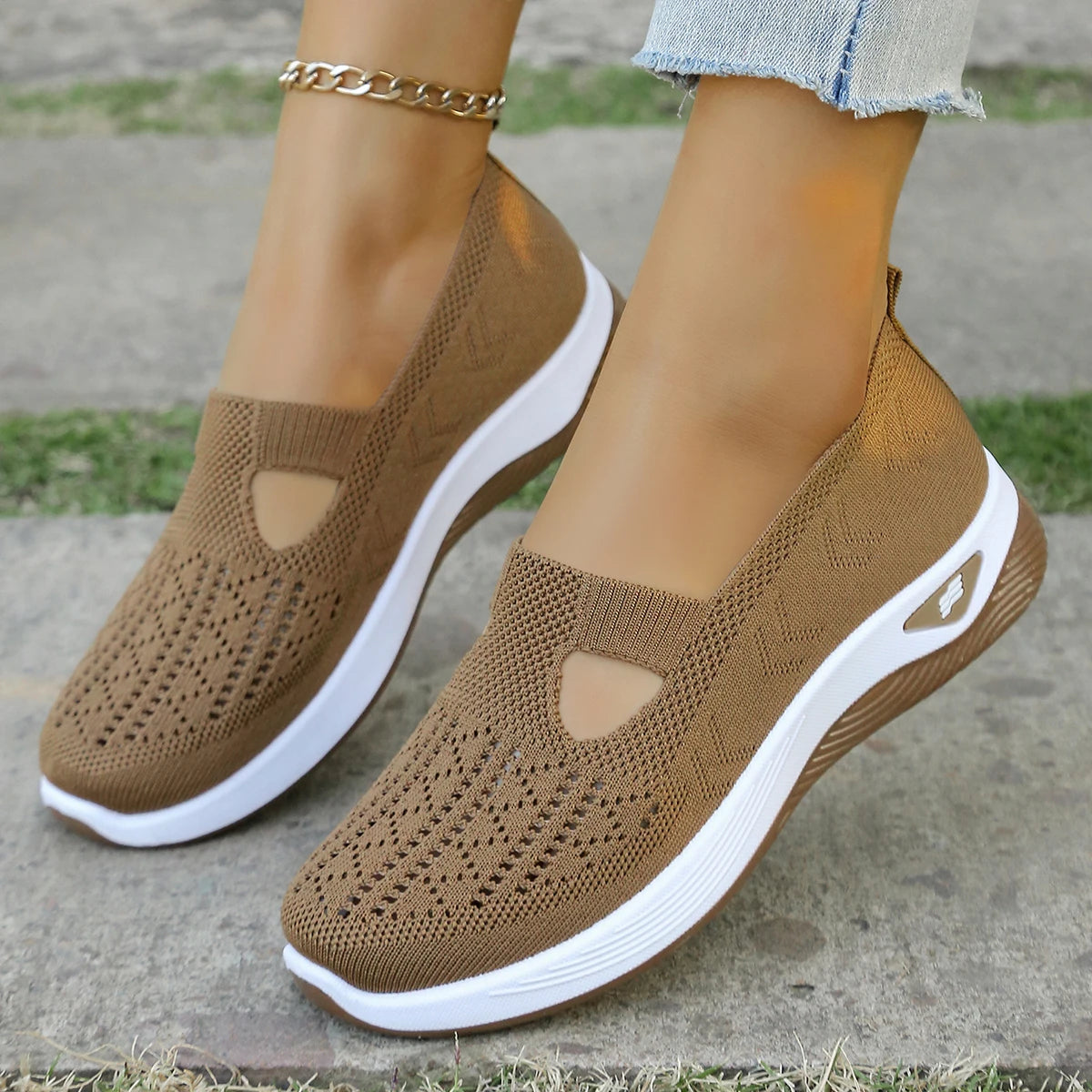Damen Sneakers Leichte Flache Schuhe Atmungsaktives Material für Alle Jahreszeiten 6