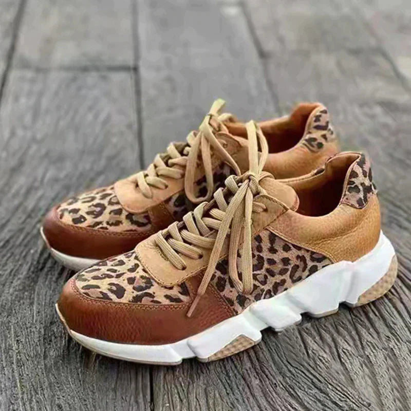 Damen Sneakers Leoparden-Druck Chunky Textil Gummi 1