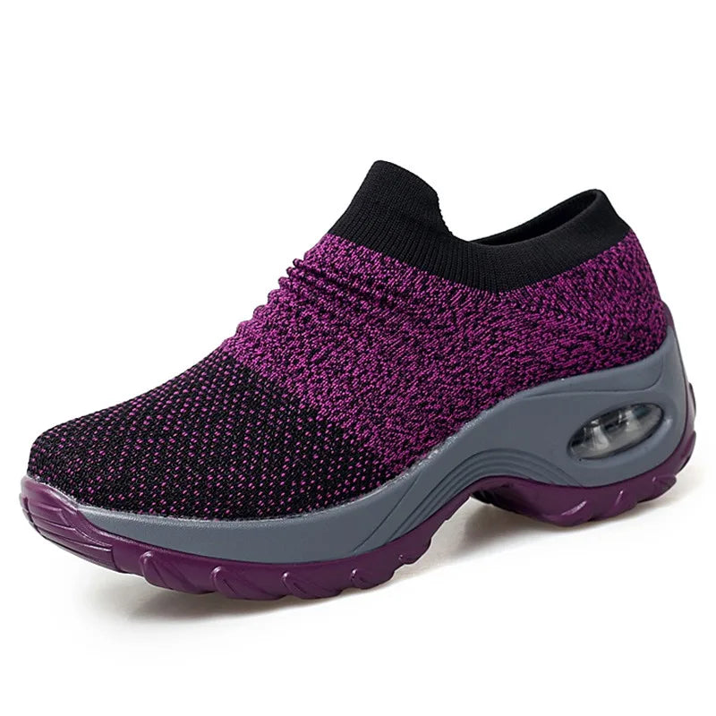 Damen Sneakers Plattform Atmungsaktives Obermaterial Rutschfeste Sohle 6