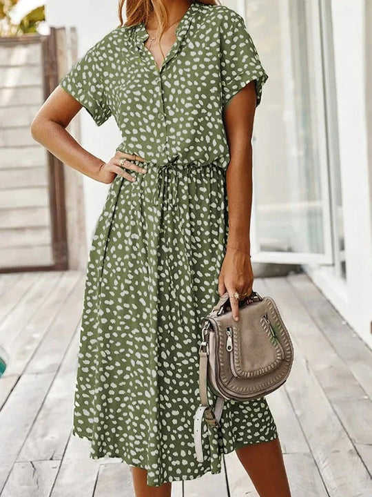 Damen Sommerkleid Vintage Stil mit Mittelärmeln und Leopardenprint 1