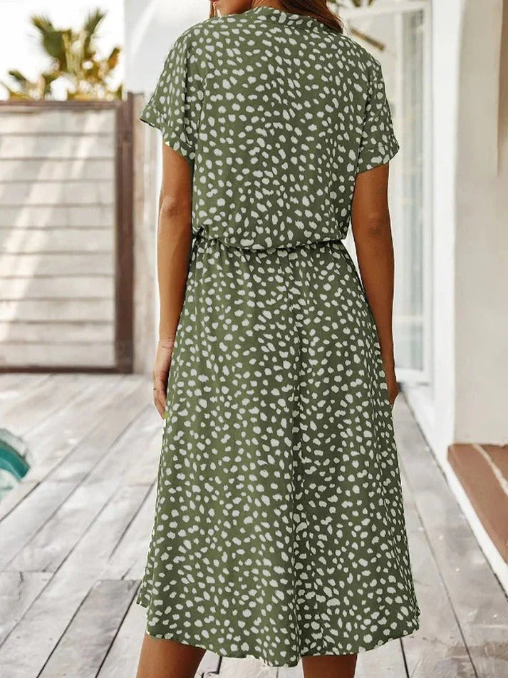 Damen Sommerkleid Vintage Stil mit Mittelärmeln und Leopardenprint 3