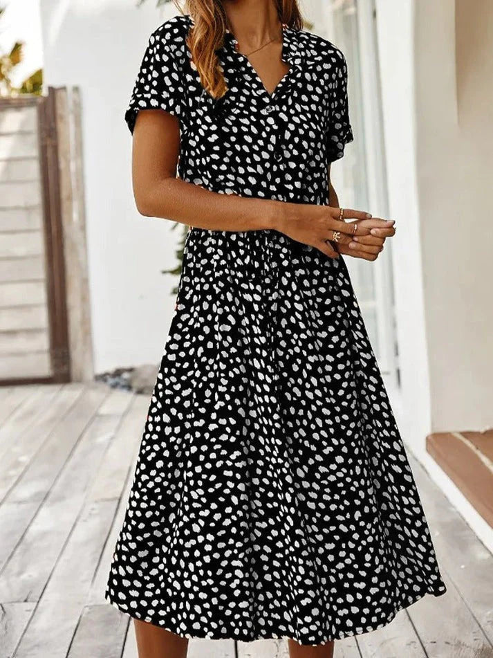 Damen Sommerkleid Vintage Stil mit Mittelärmeln und Leopardenprint 4