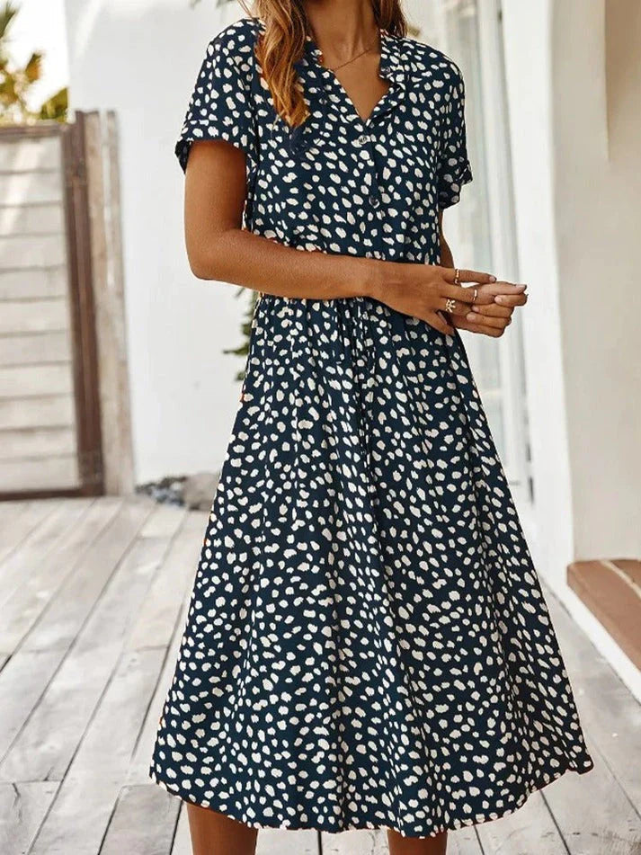 Damen Sommerkleid Vintage Stil mit Mittelärmeln und Leopardenprint 8