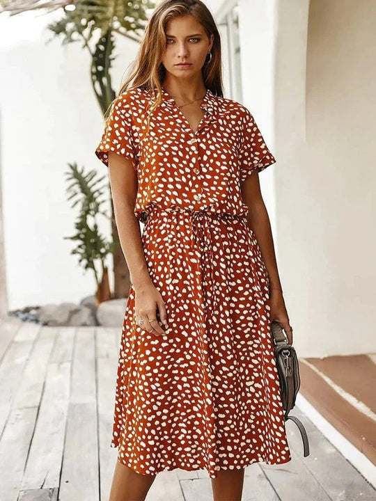 Damen Sommerkleid Vintage Stil mit Mittelärmeln und Leopardenprint 9