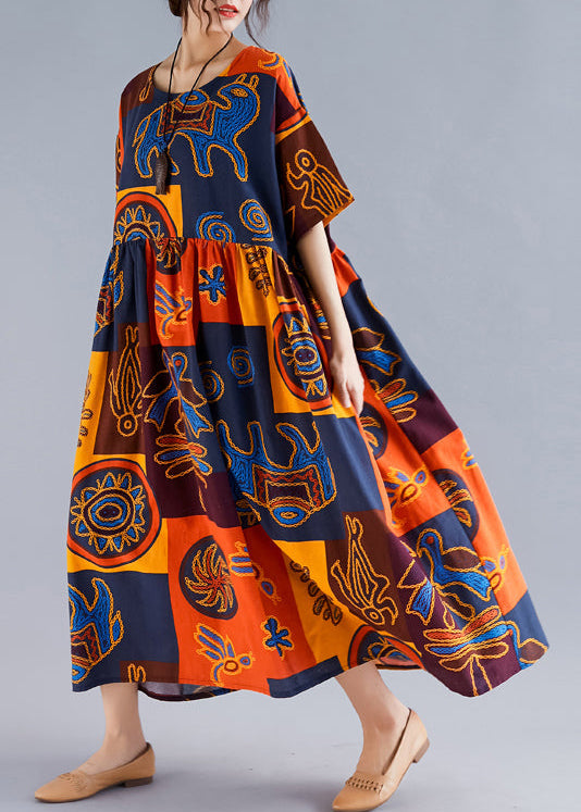 Damen Sommerkleid mit Blumenmuster und O-Ausschnitt 4