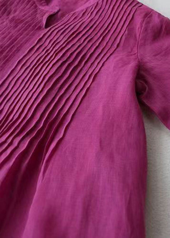 Damen Sommerkleid mit V-Ausschnitt und Faltentaschen 2