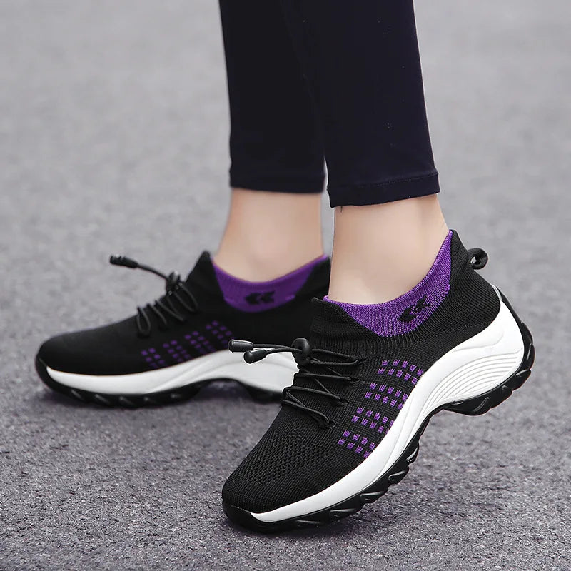 Damen Sportschuhe Atmungsaktives Mesh mit Dickem Sohlenaufbau 0