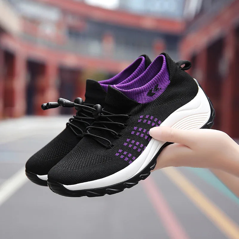 Damen Sportschuhe Atmungsaktives Mesh mit Dickem Sohlenaufbau 1