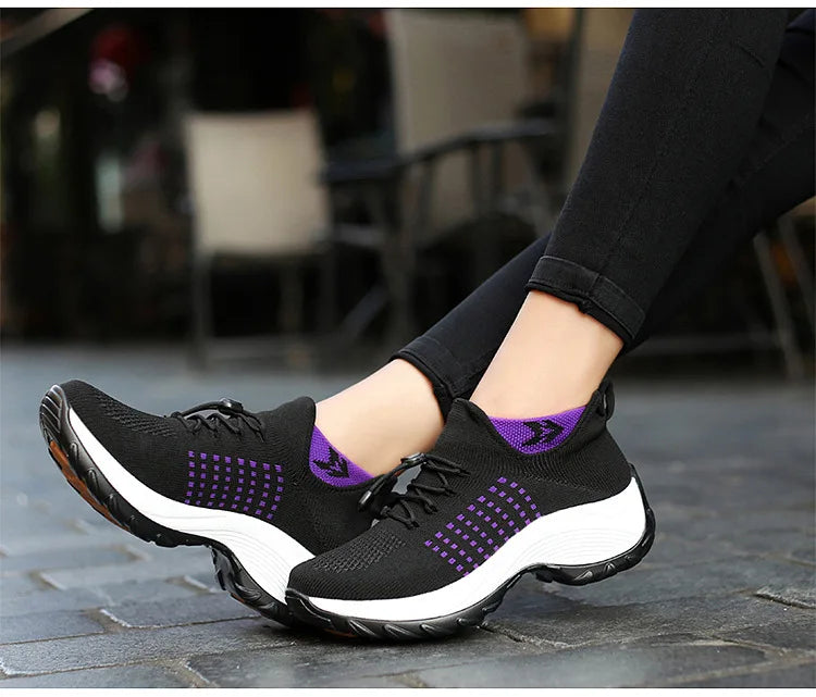 Damen Sportschuhe Atmungsaktives Mesh mit Dickem Sohlenaufbau 4