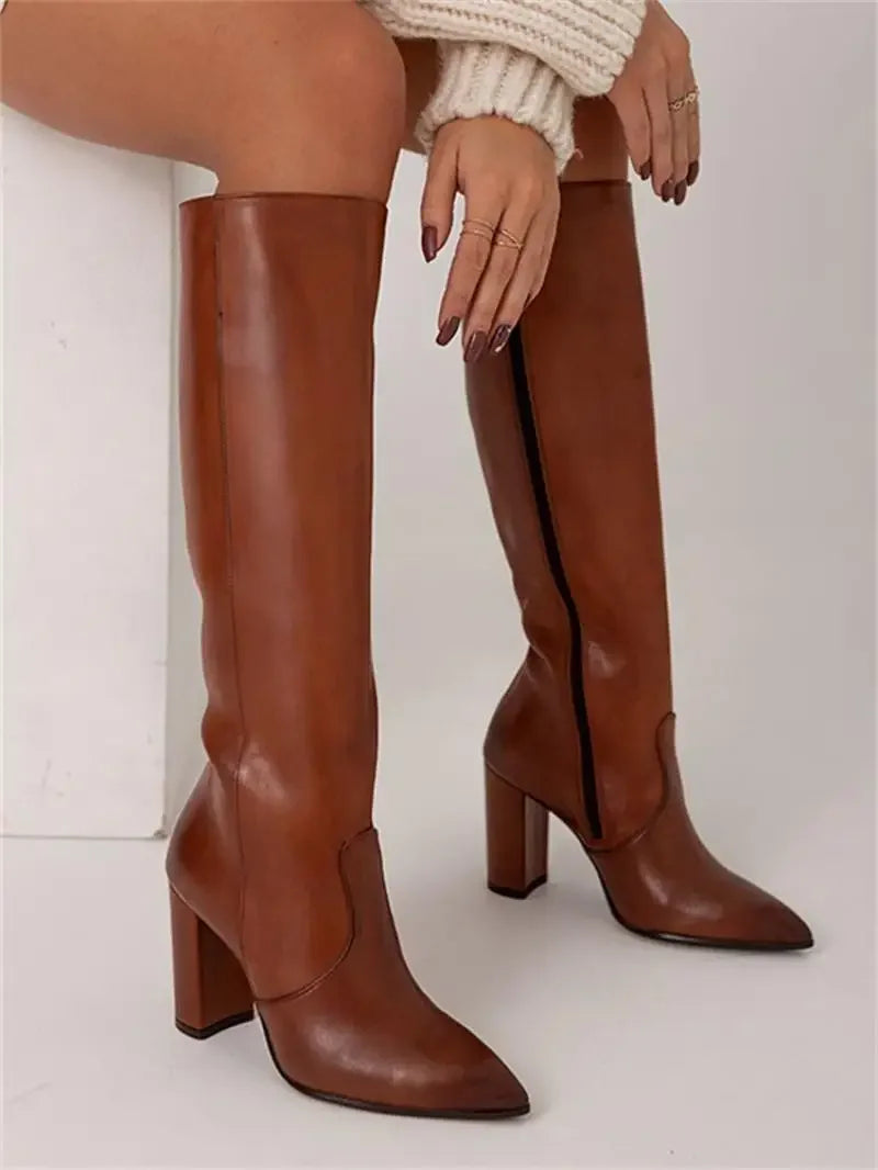 Damen Stiefel Elegantes Design Kunstleder Mittelhöhe 0