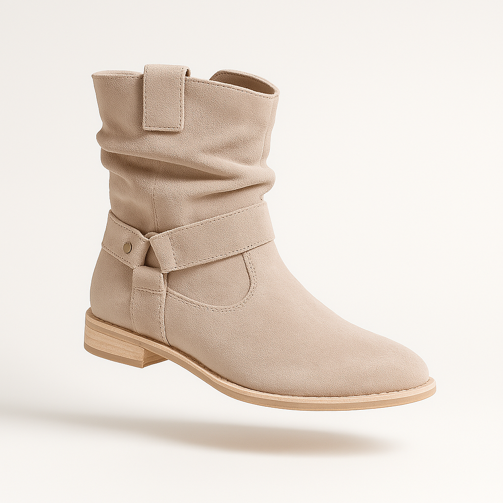 Damen Stiefeletten Niedriger Absatz Wildleder mit Reißverschluss 1
