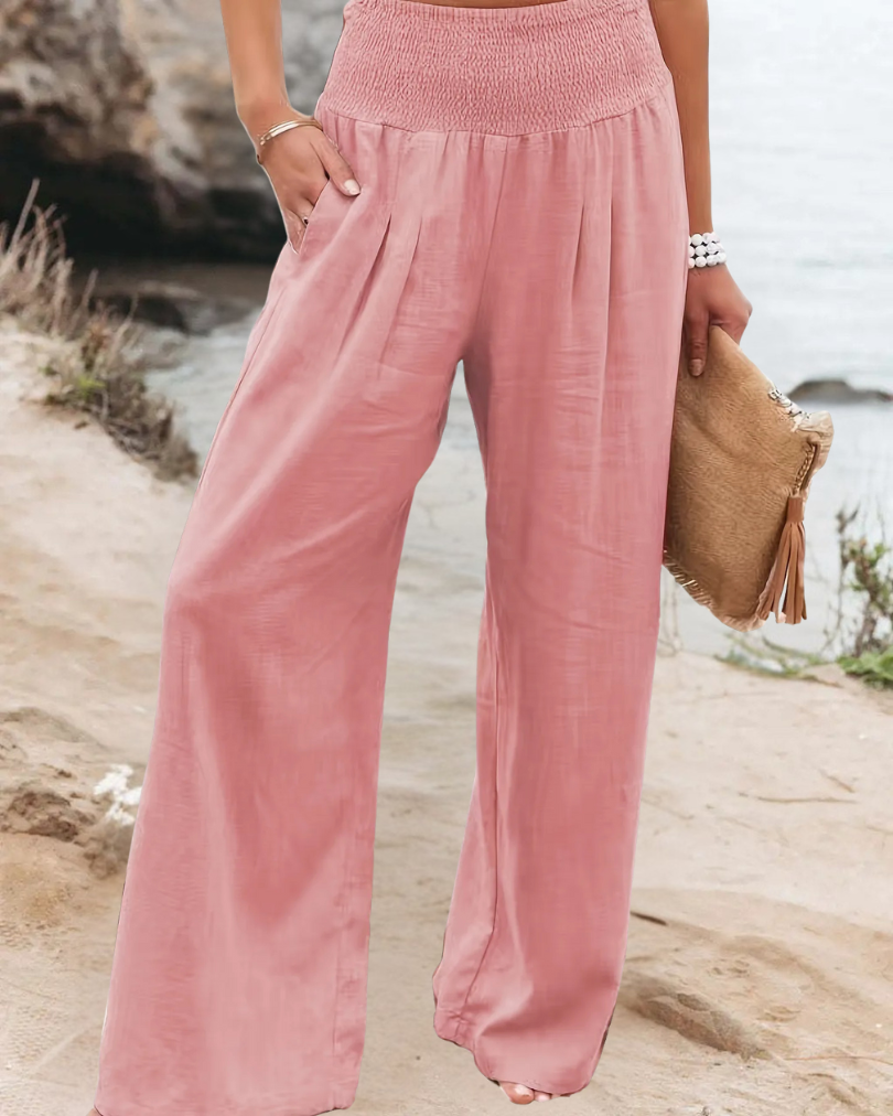 Damen Stoffhose Weit Geschnitten Atmungsaktive Baumwolle für Sommer 10