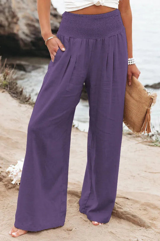 Damen Stoffhose Weit Geschnitten Atmungsaktive Baumwolle für Sommer 11
