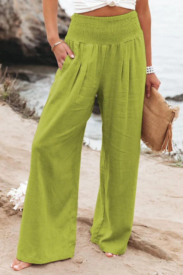 Damen Stoffhose Weit Geschnitten Atmungsaktive Baumwolle für Sommer 13