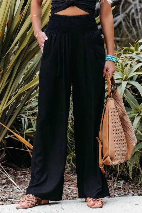 Damen Stoffhose Weit Geschnitten Atmungsaktive Baumwolle für Sommer 3