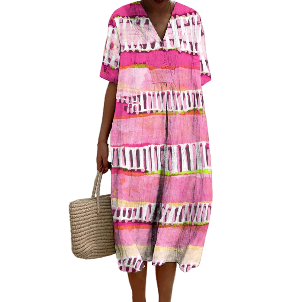 Damen Strandkleid Lässig Baumwolle Polyester Leicht 0