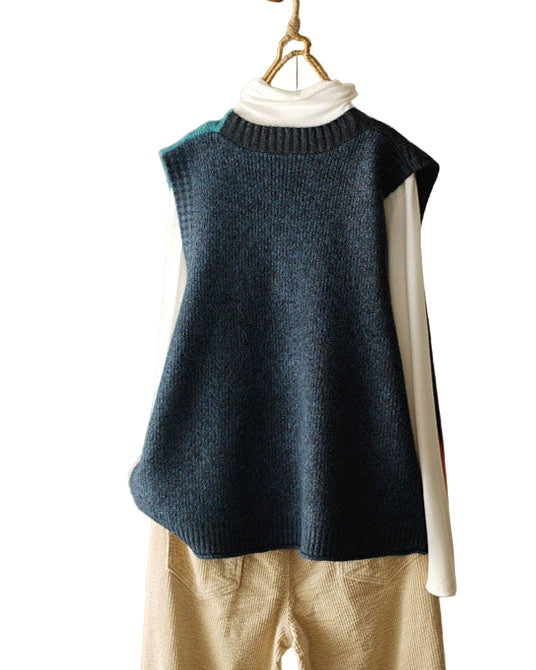 Damen Strandweste Ärmellos V-Ausschnitt Patchwork Stil 2