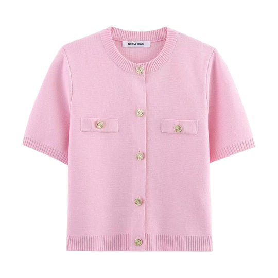 Damen Strickjacke Kurzarm mit Knopfleiste - Versatile Cardigan für Elegante Anlässe 0