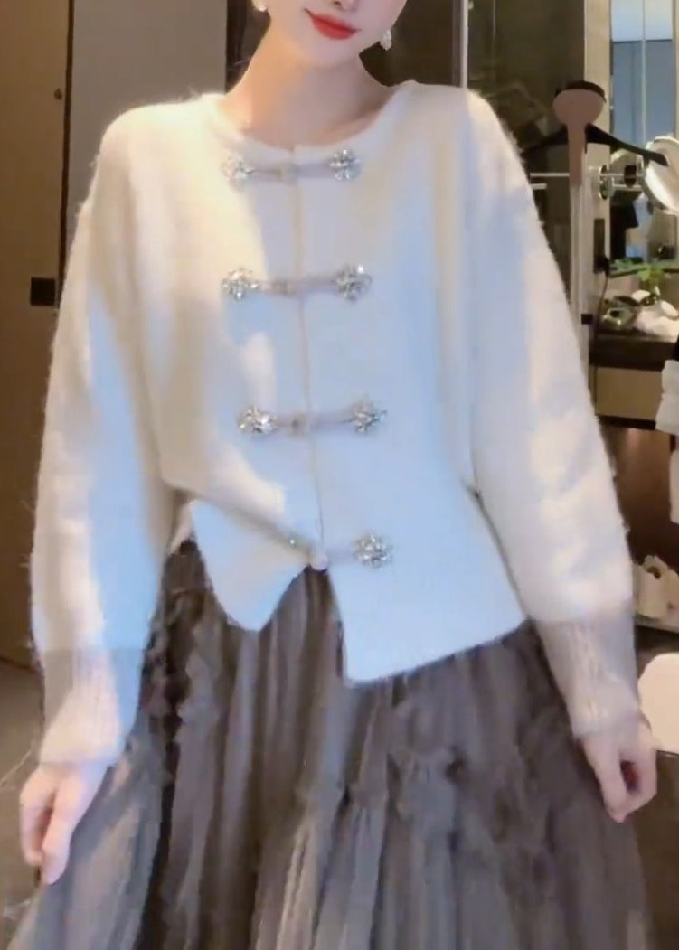 Damen Strickjacke O-Ausschnitt mit Chinesischen Knöpfen - Vielseitige Strickjacken für Herbst und Winter 4
