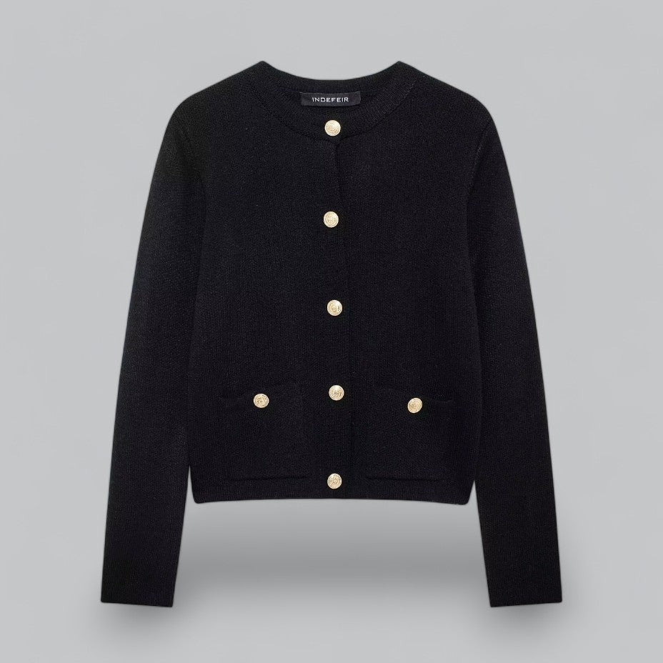 Damen Strickjacke mit Goldenen Knöpfen, Modischer Cardigan für Vielseitige Looks 8